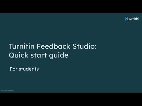 Turnitin Feedback Studio: Quick Start Guide for Students
