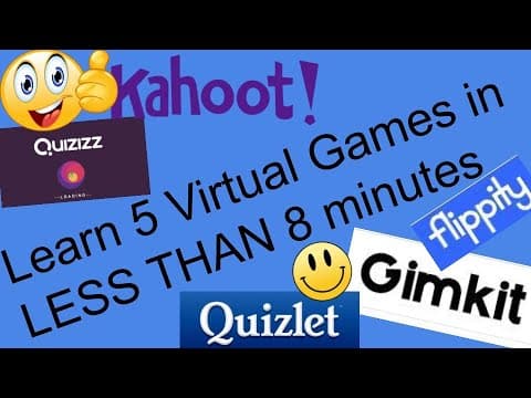Learn 5 Games for the Virtual Classroom- Gimkit, Quizlet Live, Quizizz, Flippity and Kahoot in 8 min